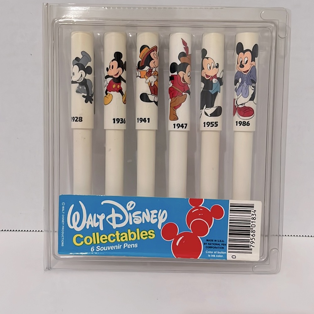 Walt Disney Collectables 1928-1986 Vintage Writing Pen set of 6